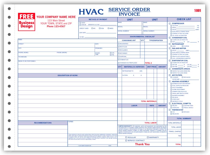 Work Orders, HVAC Work Order, HVAC Work Orders Print Forms